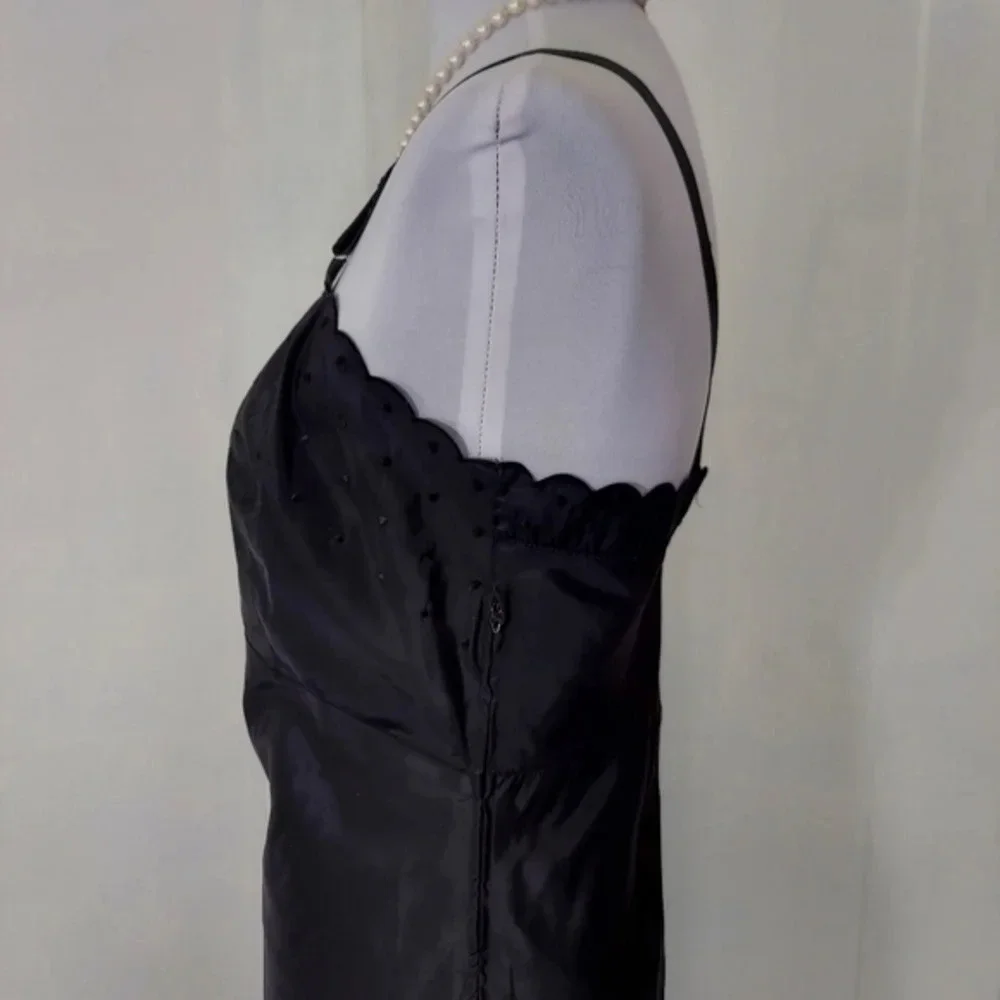 Vintage Black Barbizon Candie Tafredda Scalloped Edges Sexy Unique‎ Slip Dress - Picture 13 of 16